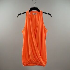 Zenana Neon Orange Sleeveless Wrap Tank Top Size L